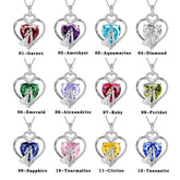 Couple Necklace Heart Birthstone 925 Sterling Silver Pendant Jewelry Girlfriend Wife Women Valentines Day Gift Atpx0021